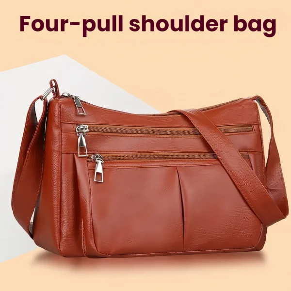 Women's Shoulder Bags - Soft leather crossbody bag, stylish handbag, versatile crossbody bag quadruple strap-tan - Image 2