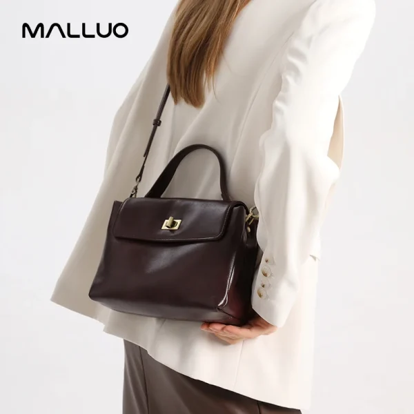 Cowhide Genuine Leather Tote Bag for Women Soft Natural Cow Leather Handbag Fashion Crossbody Bags Female Shoulder Handbag Lady - Image 4