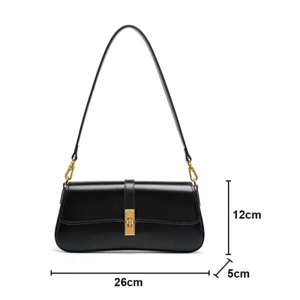 Luxury Designer Women Baguette Bag High Quality Genuine Leather Shoulder Bag Fashion Cowhide Women's Crossbody Bags 2517 - Image 6