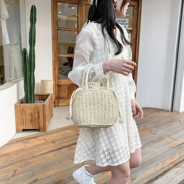 Women Summer Straw Rattan Woven Handbags Small Clutch Retro Ladies Basket Beach Bag Vacation Travel Shopping Totes Purse Bolsos - Image 6