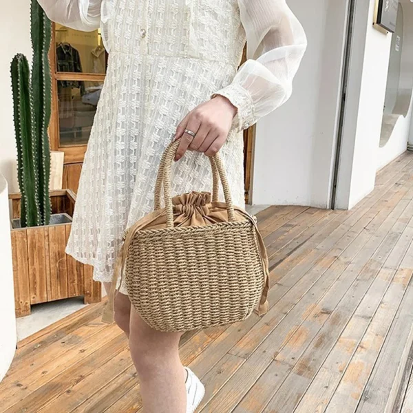 Women Summer Straw Rattan Woven Handbags Small Clutch Retro Ladies Basket Beach Bag Vacation Travel Shopping Totes Purse Bolsos - Image 3