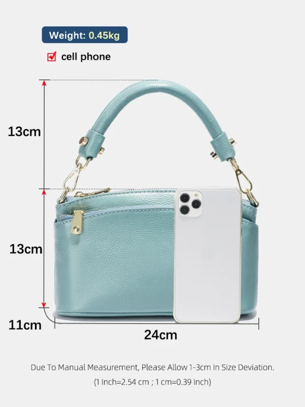 Zency Women Blue Red Bag Soft Genuine Leather Zipper Cowhide Leather Shoulder Bag Ladies Crossbody Small Handbag Satchels Sac - Image 3