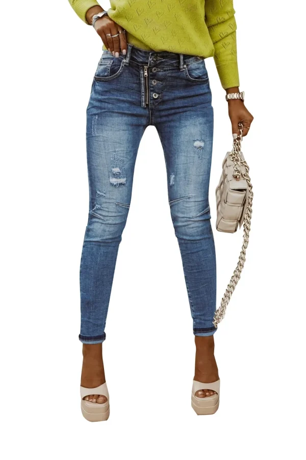 Women Jeans Ankle Length Denim Pants Pencil Pants Zipper Fly Washing Slim Fit Pockets Streetwear Spring 2025 Slght Strech - Image 5