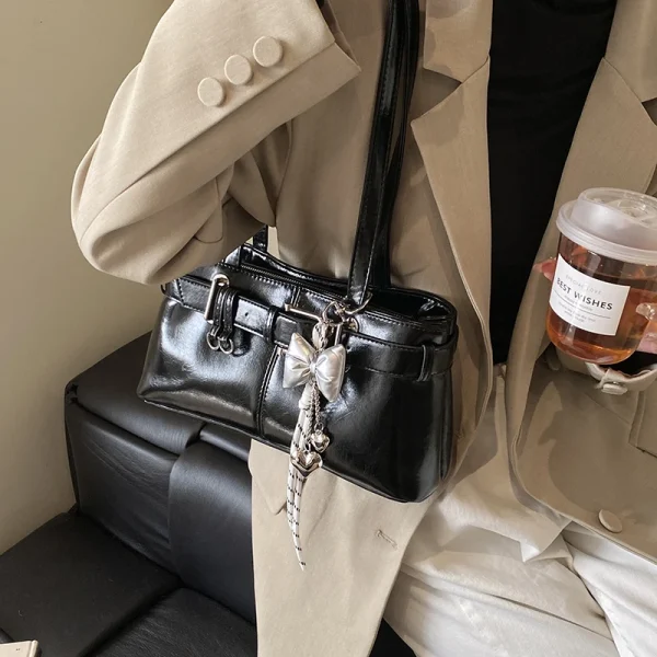 MOODS Belt Buckle Design Shoulder Satchels Bag For Women 2025 New In Luxury Designer Handbags Branded Fashion Totes With Pendant - Image 4