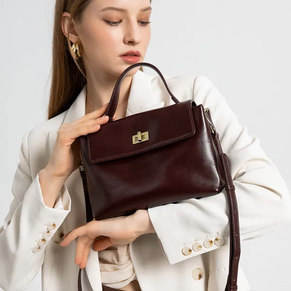 Women Cowhide Genuine Leather Tote Bag Lady Designer Luxury Soft Leather Handbag Fashion Crossbody Bags Female Shoulder Handbag - Image 3