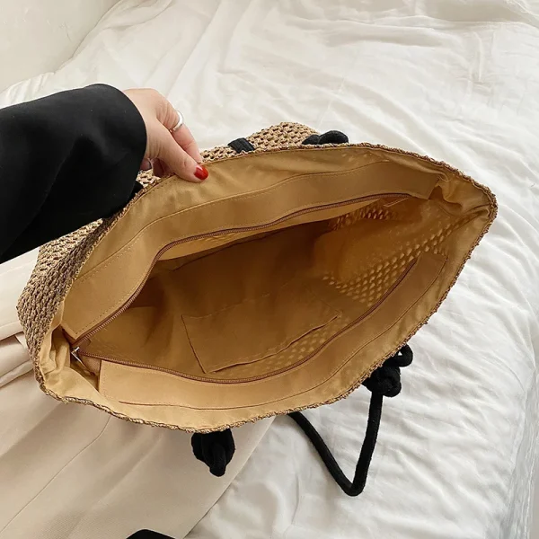 Elegant Ladies Straw Woven Handbag Women Holiday Beach Bag Casual Shopper Tote Top-Handle Bags Fashion Underarm Shoulder Bags - Image 5