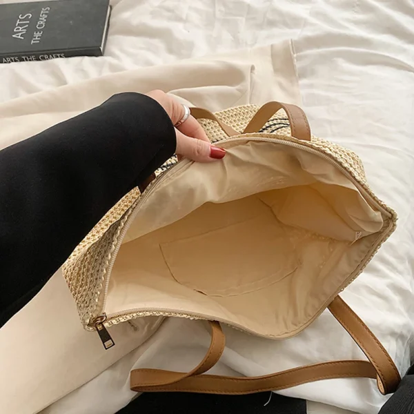 Vintage Straw Rattan Woven Bags Handmade Summer Beach Bags Ladies Large Capacity Shoulder Bag Bohemia Travel Handbags Totes sac - Image 5