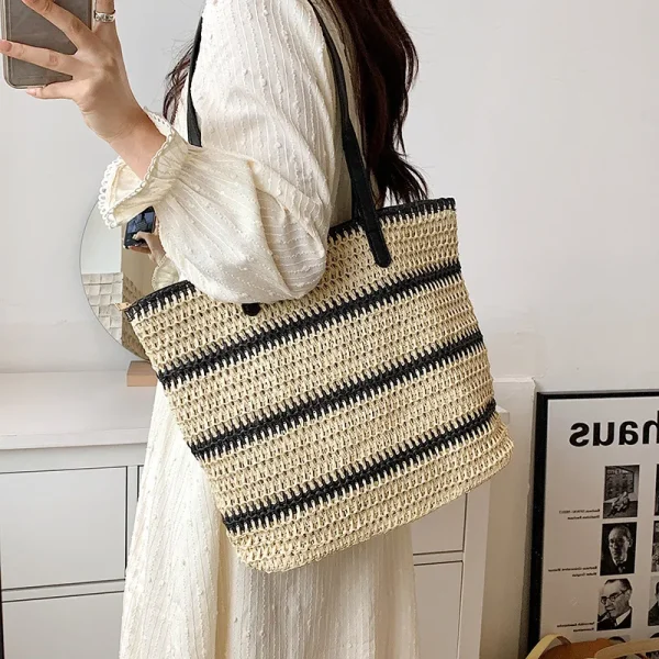 Vintage Straw Rattan Woven Bags Handmade Summer Beach Bags Ladies Large Capacity Shoulder Bag Bohemia Travel Handbags Totes sac - Image 2