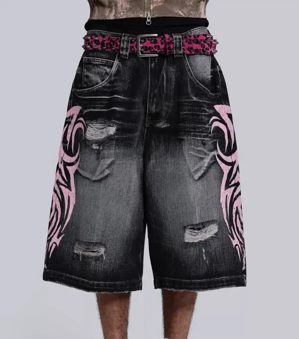 Y2K Trendy Brand Denim Shorts Tassels Design Vintage Shorts Women Street Hip Hop Fashion Harajuku Punk High Waist Wide Leg Pants - Image 2