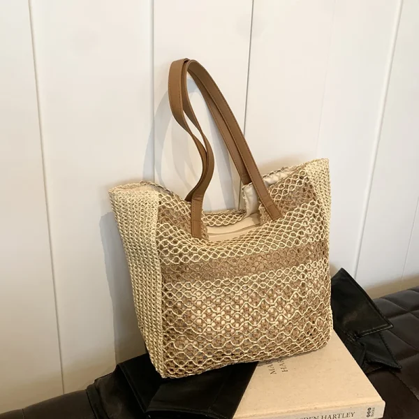 Summer Beach Vacation Grass Woven Bag for Women's 2024 New Commuter Shoulder Bag Hollow Woven Tote Bag - Image 2