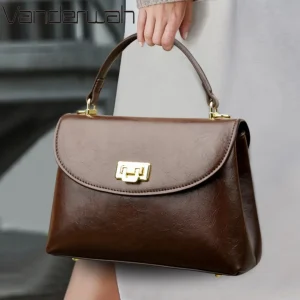 High-End Feel Leather Handbag Crossbody Single Shoulder Bags for Mother 2025 Brand Women's Retro Small Casual Tote Sac A Main
