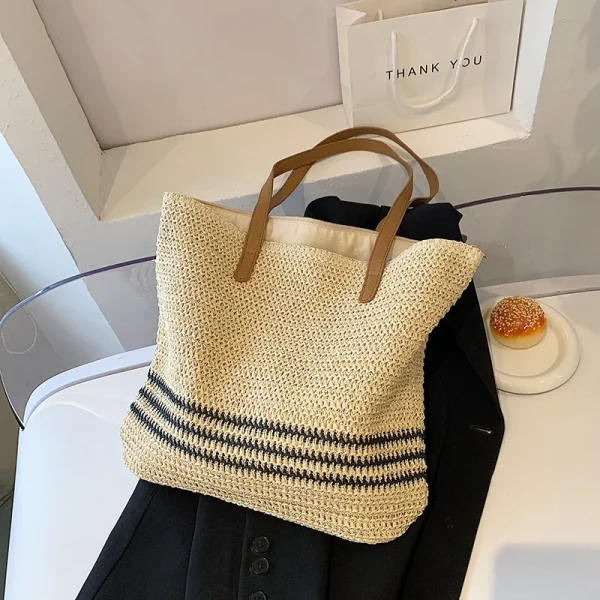 Vintage Straw Rattan Woven Bags Handmade Summer Beach Bags Ladies Large Capacity Shoulder Bag Bohemia Travel Handbags Totes sac - Image 3