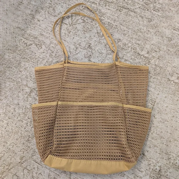 Large Mesh Beach Bag Multi Pocket Waterproof Organizer for Swimming Towels Travel Storage Tote Bag with Zipper Women Handbag - Image 6