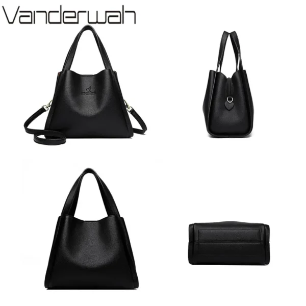 VANDERWAH Genuine Brand Soft Leather Top-handle Bags Female Handbags Women Shoulder Crossbody Totes Messenger Bag 3 Layer Sac - Image 5