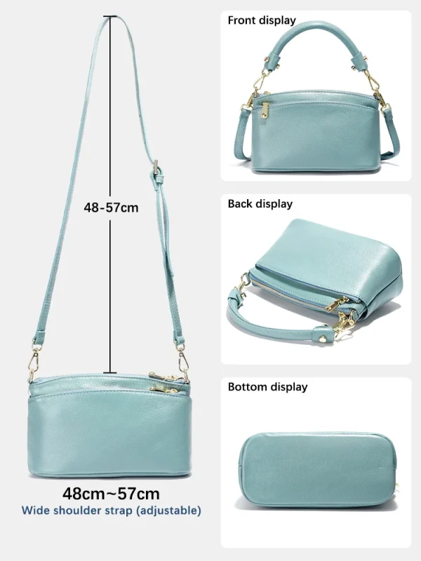 Zency Women Blue Red Bag Soft Genuine Leather Zipper Cowhide Leather Shoulder Bag Ladies Crossbody Small Handbag Satchels Sac - Image 4