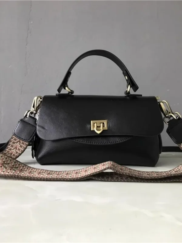 Female Genuine Leather Crossbody Bags Handbag Totes Women Casual Hasp Single Shoulder Bag Solid Color Office Lady Messenger Bag - Image 4