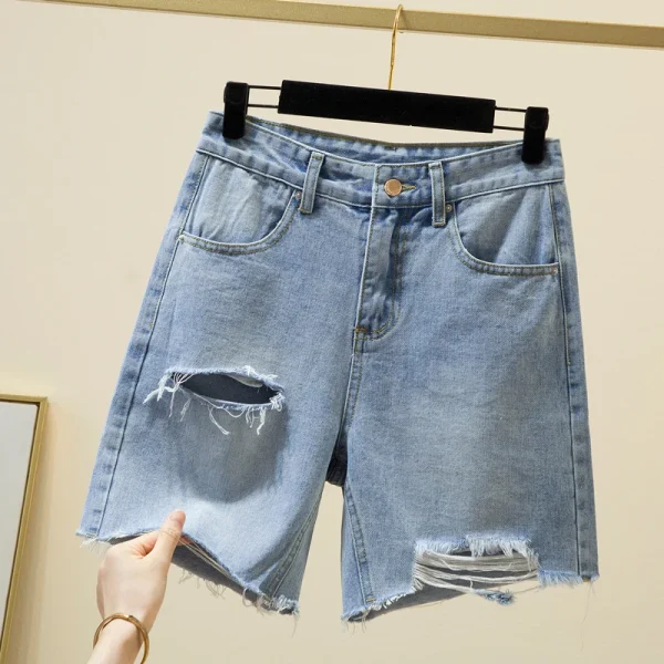 M-4XL Summer Women Denim Shorts Hole Ripped Loose Straigh Half Jeans Female Casual Short Pants Streetwear - Image 3