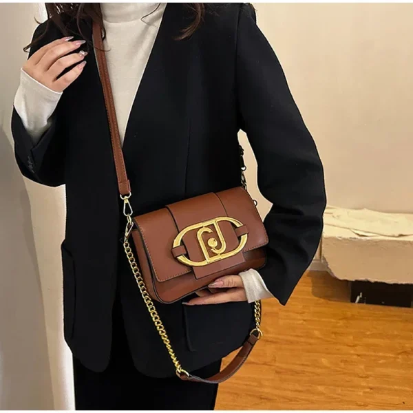 Metal Buckle Flap Crossbody Chain Shoulder Bag,Women Square Underarm Messenger Bag,Ladies Casual Versatile Commute Handbag 2024 - Image 4