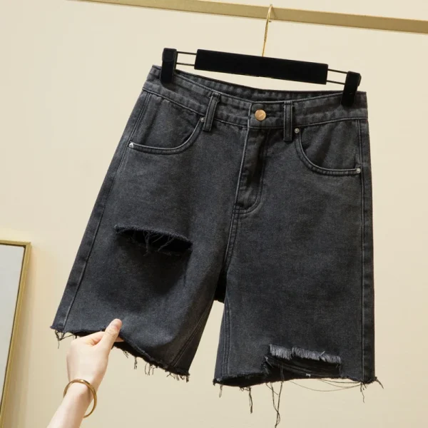 M-4XL Summer Women Denim Shorts Hole Ripped Loose Straigh Half Jeans Female Casual Short Pants Streetwear - Image 2