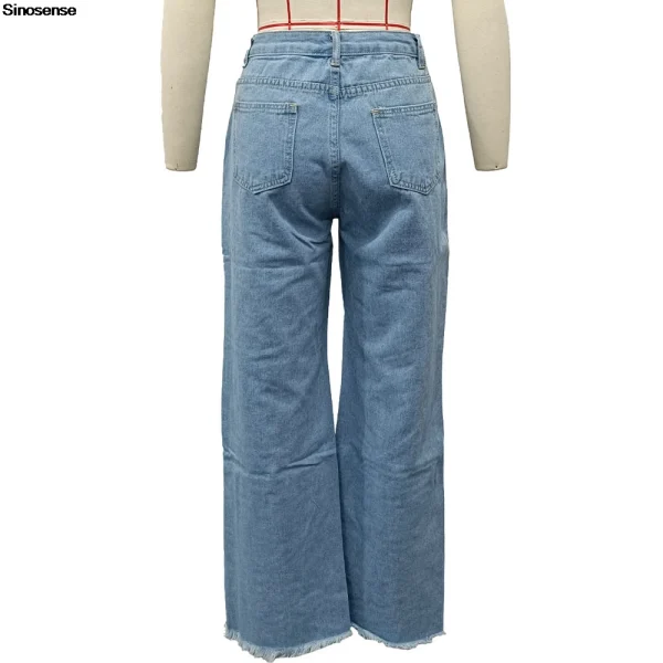 Womens Casual Loose Ripped Denim Pants High Waist Boyfriend Destroyed Distressed Wide Leg Jeans Daily Wear Street Y2K Jeans - Image 6