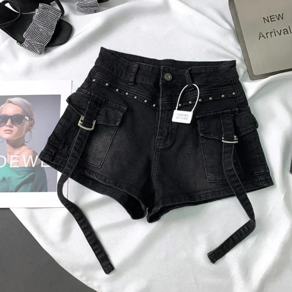 Y2K 2000S Cargo Denim Shorts Women Streetwear Vintage High Waist Shorts Jeans Summer Harajuku Korean Sexy Hot Short Pants New - Image 4