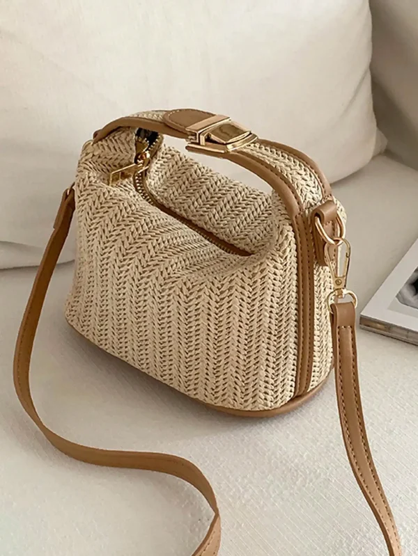 2024 Summer New Grass Weaving Small Bag Casual Women's Bag Handheld One Shoulder Crossbody Bag