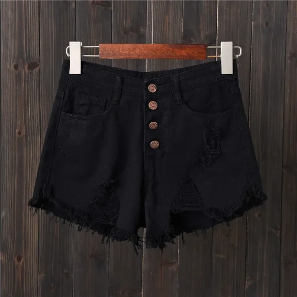 Korean Smoke Grey Buttoned Wide Leg Denim Shorts Women Summer AA plus Size Slimming Hot Pants Frayed Hem Casual Style Jeans - Image 5