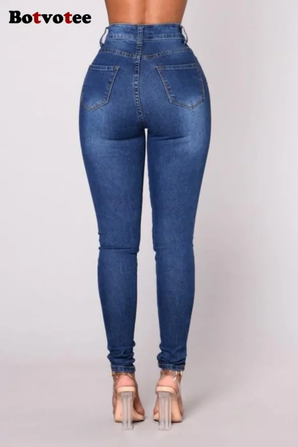 Botvotee Skinny High Waisted Pencil Jeans for Women Casual Elegant Office Denim Pants Blue White Black Elastic Jeans Woman - Image 6
