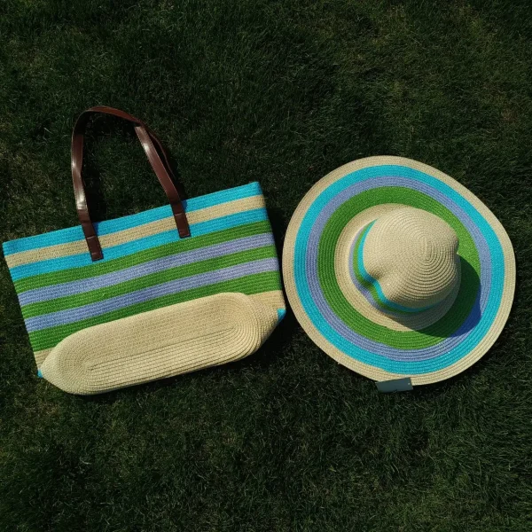 Three-piece summer straw hat bag 2025 new suit sun hat outdoor travel beach sun protection straw hat sun hat hats for woman - Image 2