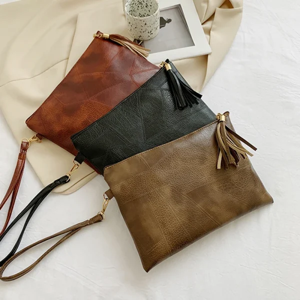 Small Women Bag Lady Day Clutch Envelope Wristlet Bag Soft PU Leather Mobile Phone Money Purses And Handbags Tassel Evening Bag - Image 6