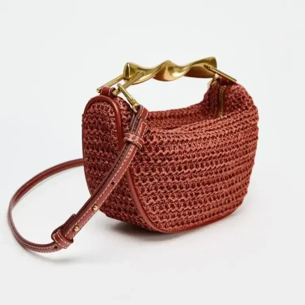 Summer Half-Moon Beach Straw Shoulder Bags Women's Straw Bucket Bag Purse Woven Straw Handbags Casual Tote Crossbody Bag - Image 5