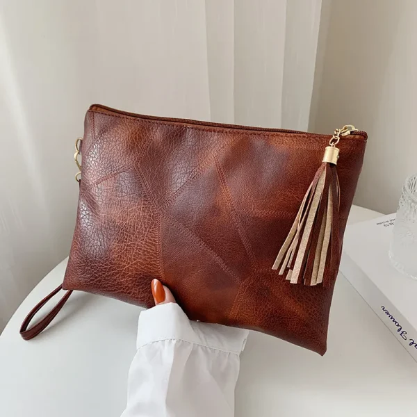 Small Women Bag Lady Day Clutch Envelope Wristlet Bag Soft PU Leather Mobile Phone Money Purses And Handbags Tassel Evening Bag