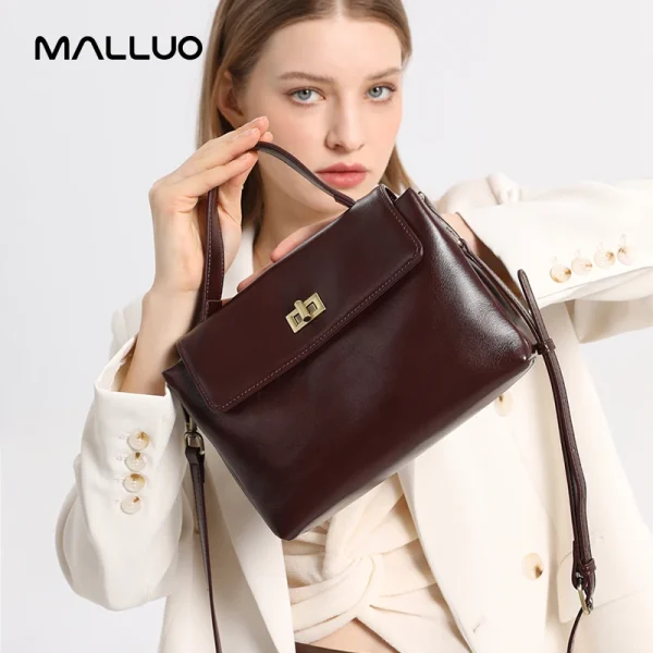 Cowhide Genuine Leather Tote Bag for Women Soft Natural Cow Leather Handbag Fashion Crossbody Bags Female Shoulder Handbag Lady - Image 3