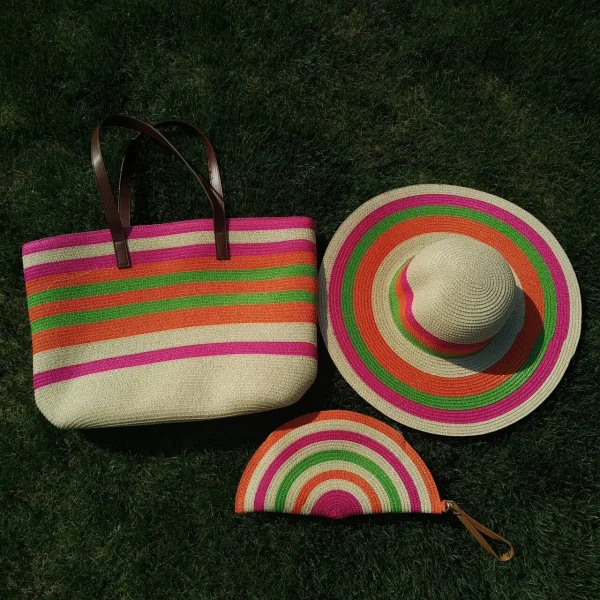 Three-piece summer straw hat bag 2025 new suit sun hat outdoor travel beach sun protection straw hat sun hat hats for woman