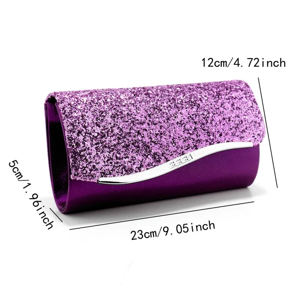 Envelope Design Small Clutch Green Color Lady Evening Bags Glitter Metal Party Girl Gift Dress Event Handbags - Image 2