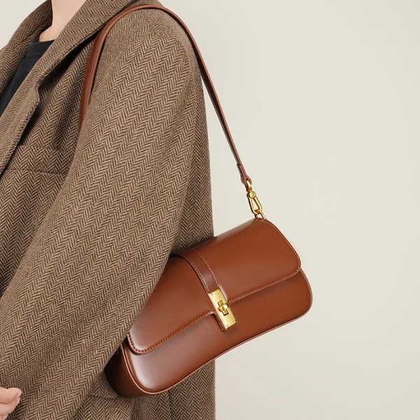 Luxury Designer Women Baguette Bag High Quality Genuine Leather Shoulder Bag Fashion Cowhide Women's Crossbody Bags 2517 - Image 2