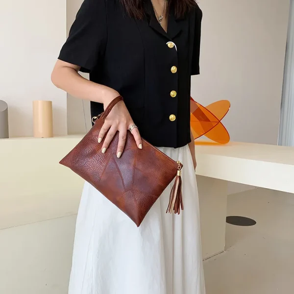 Small Women Bag Lady Day Clutch Envelope Wristlet Bag Soft PU Leather Mobile Phone Money Purses And Handbags Tassel Evening Bag - Image 3