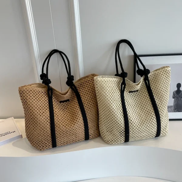 Elegant Ladies Straw Woven Handbag Women Holiday Beach Bag Casual Shopper Tote Top-Handle Bags Fashion Underarm Shoulder Bags - Image 4