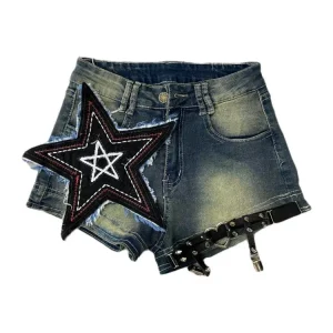 Vintage Shorts Women Retro Punk Streetwear Style Casual Spice Girl Denim New High Waist Slim Fashion Y2k Gothic Summer New