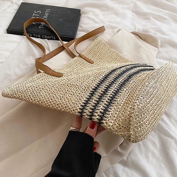 Vintage Straw Rattan Woven Bags Handmade Summer Beach Bags Ladies Large Capacity Shoulder Bag Bohemia Travel Handbags Totes sac - Image 4