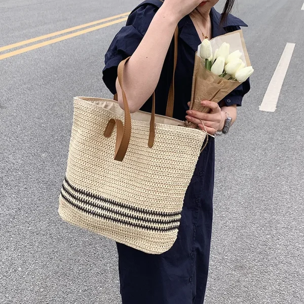 Vintage Straw Rattan Woven Bags Handmade Summer Beach Bags Ladies Large Capacity Shoulder Bag Bohemia Travel Handbags Totes sac - Image 6