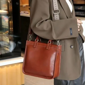 Genuine Leather Women's Bag Vintage Luxury Handbags High Quality Cowhide Women Shoulder Bag Large Capacity Square Crossbody Bags