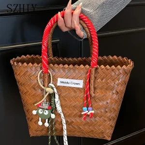 Summer Woven Handbag Women Small Bag Fashionable Designer Vacation Pocket Bohemian Style Beach Bag Pochette Femme Luxe Torebki