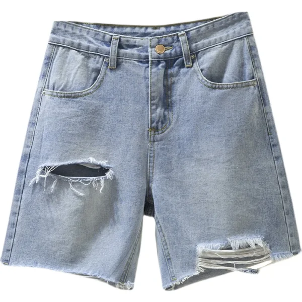 M-4XL Summer Women Denim Shorts Hole Ripped Loose Straigh Half Jeans Female Casual Short Pants Streetwear - Image 5