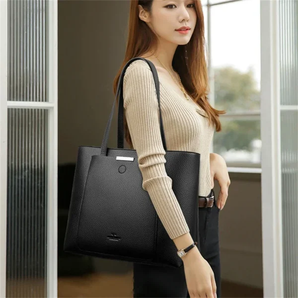 Genuine Brand Soft Pu Leather Hand Bags Big Handbags Women Shoulder Bags for Laptop Luxury Designer Tote Shopping Top Handle Bag - Image 2