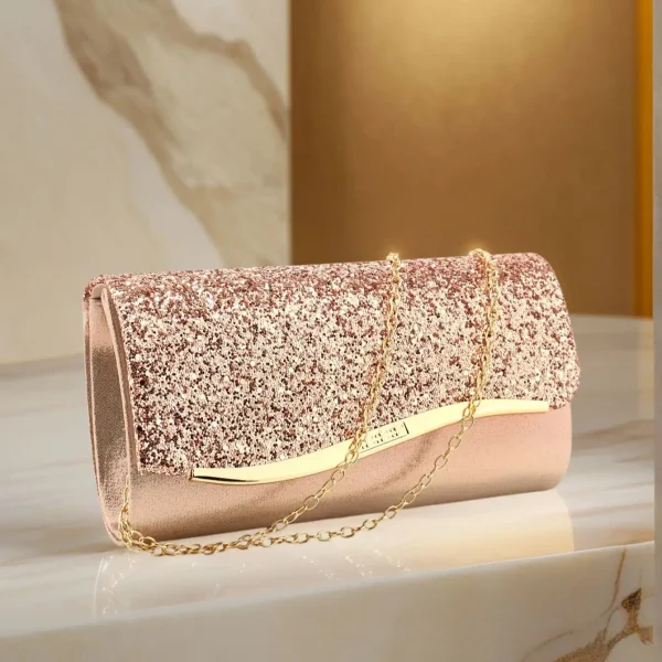 Envelope Design Small Clutch Green Color Lady Evening Bags Glitter Metal Party Girl Gift Dress Event Handbags