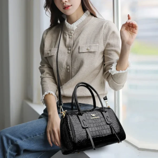 Genuine Brand Soft Patent Pu Leather Hand Bags for Women Mother Female Shoulder Crossbody Tote Messanger Bag Small Sac A Main - Image 4