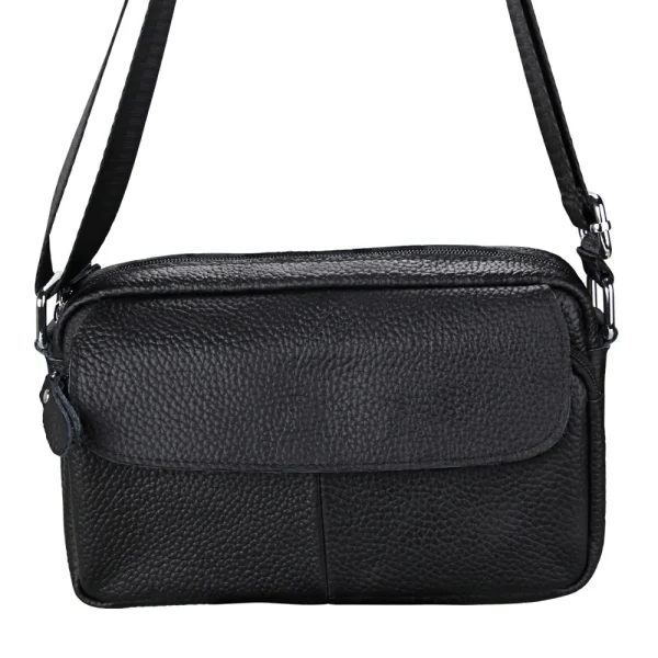 Women Messenger Bag Cow Genuine Leather Soft Zipper Hasp Single Fashion Female Bag Brand Casual Women Crossbody Bag - Image 2