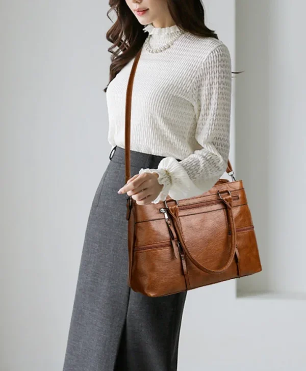Elegant Handbags For Women High Quality Pu Leather Top-Handle Bags Purse Ladies Shoulder Crossbody Bag Casual Tote bolso purses - Image 2