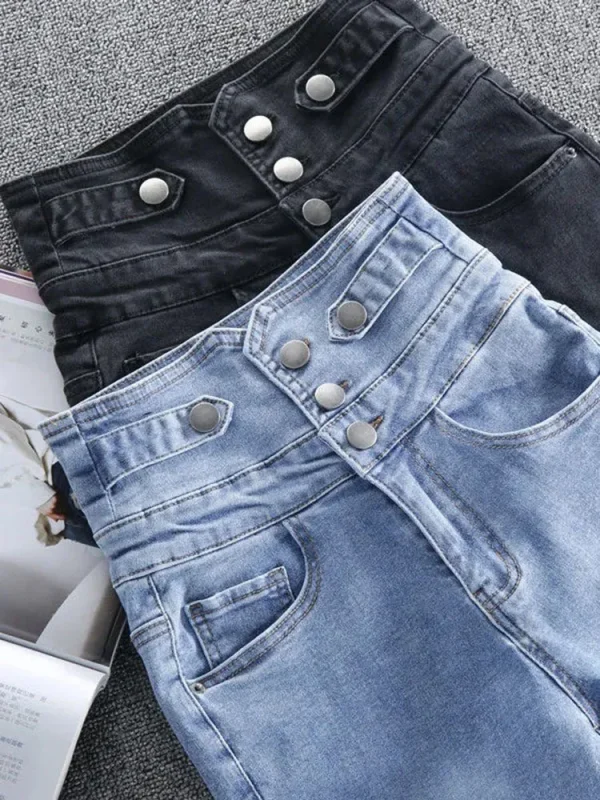 Korean Design High Waist Pencil Jeans Woman Casual Vintage Skinny Stretch Denim Pants Spring Fall Streetwear Solid Kot Pantolon - Image 3